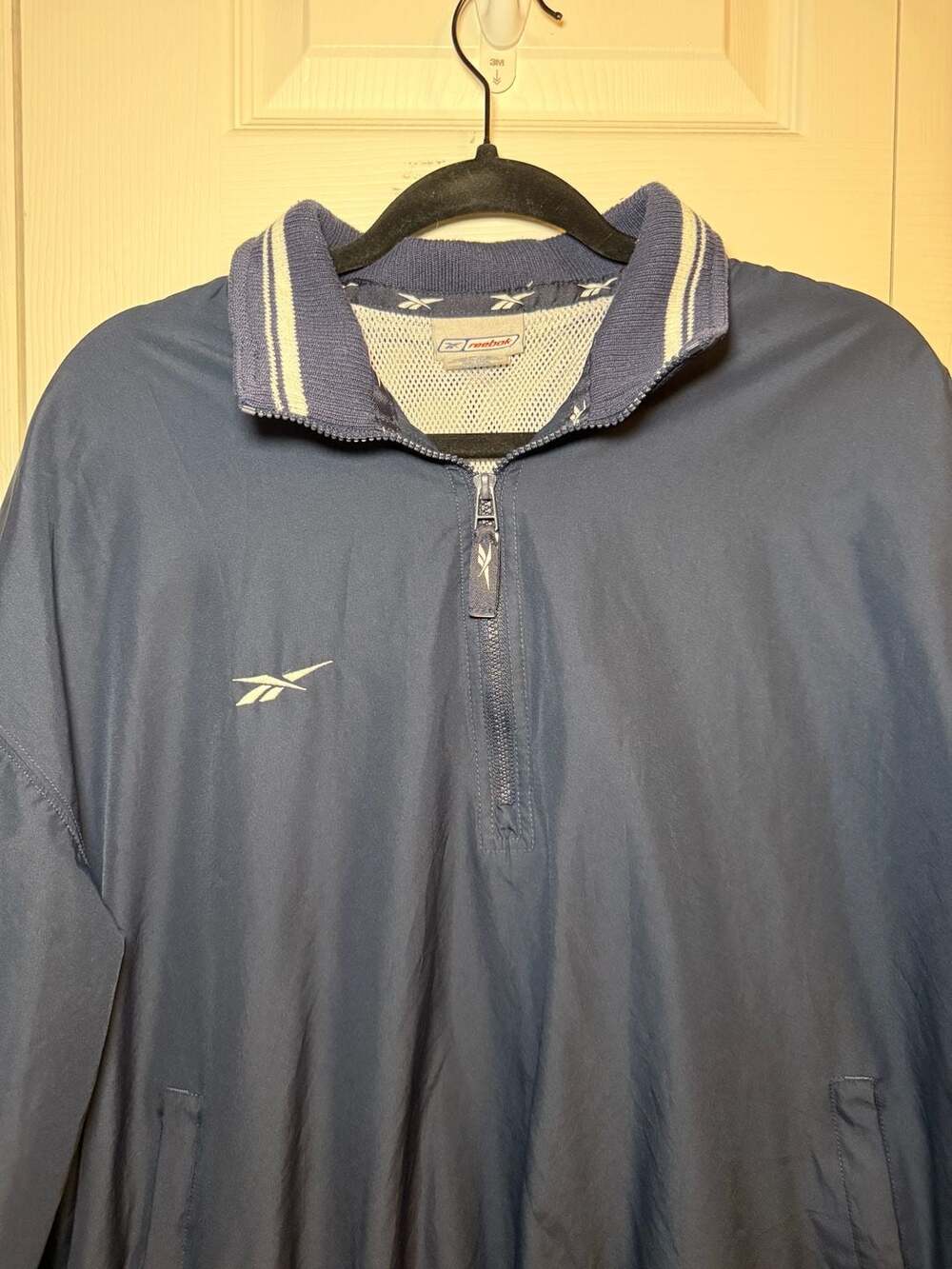 Reebok Quarter Zip Windbreaker Jacket Size XL Blue 90s Vintage
